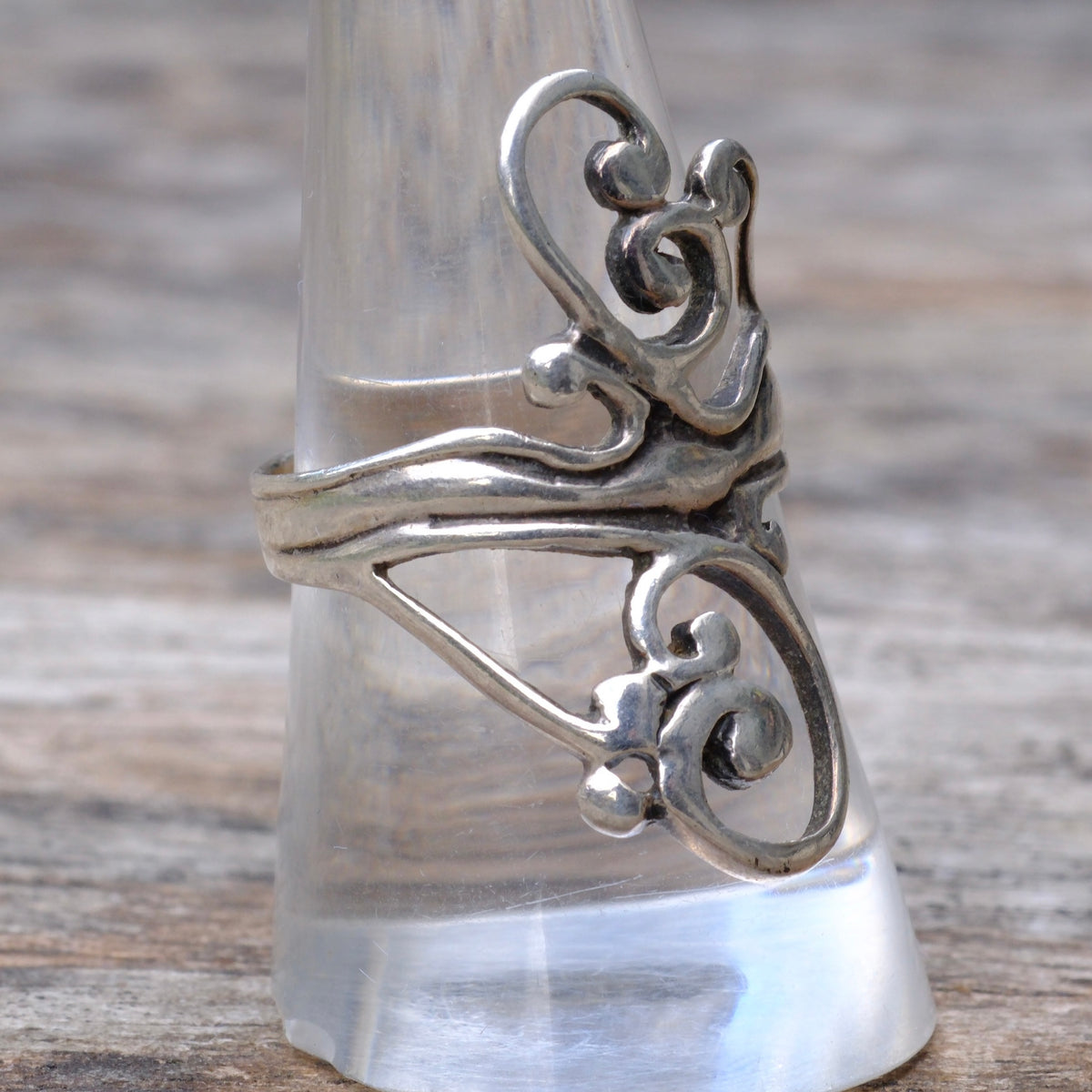 Vintage Sterling Silver modernist Ring 8.5