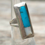Vintage Sterling Turquoise and MOP Inlay Ring 5