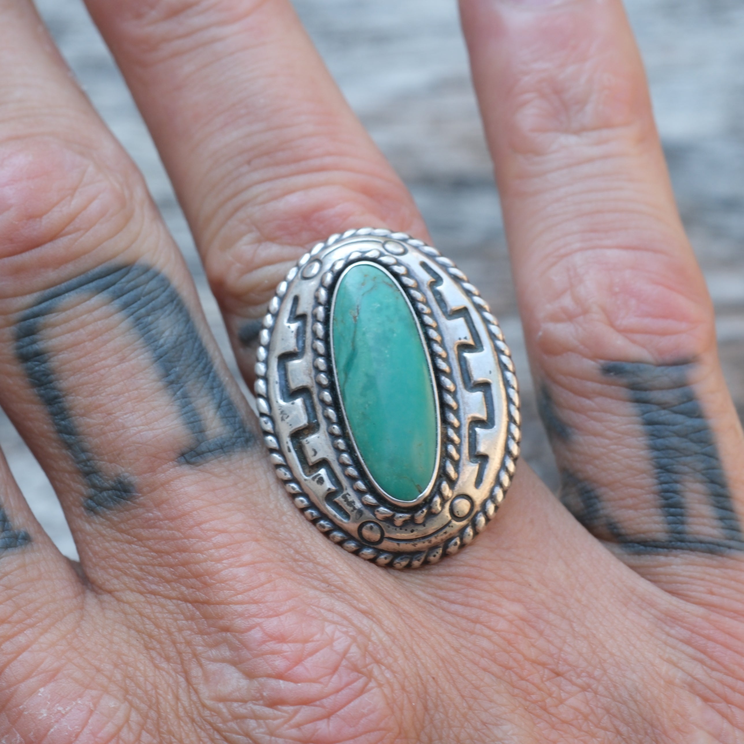 Vintage Sterling Turquoise Ring 8