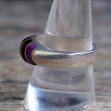 Vintage Sterling Onyx and Purple Stone Inlay Band 9.75