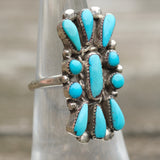 Vintage Sterling Turquoise Cluster Ring 6