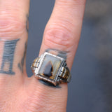 Vintage Sterling Agate Signet Ring 11.5