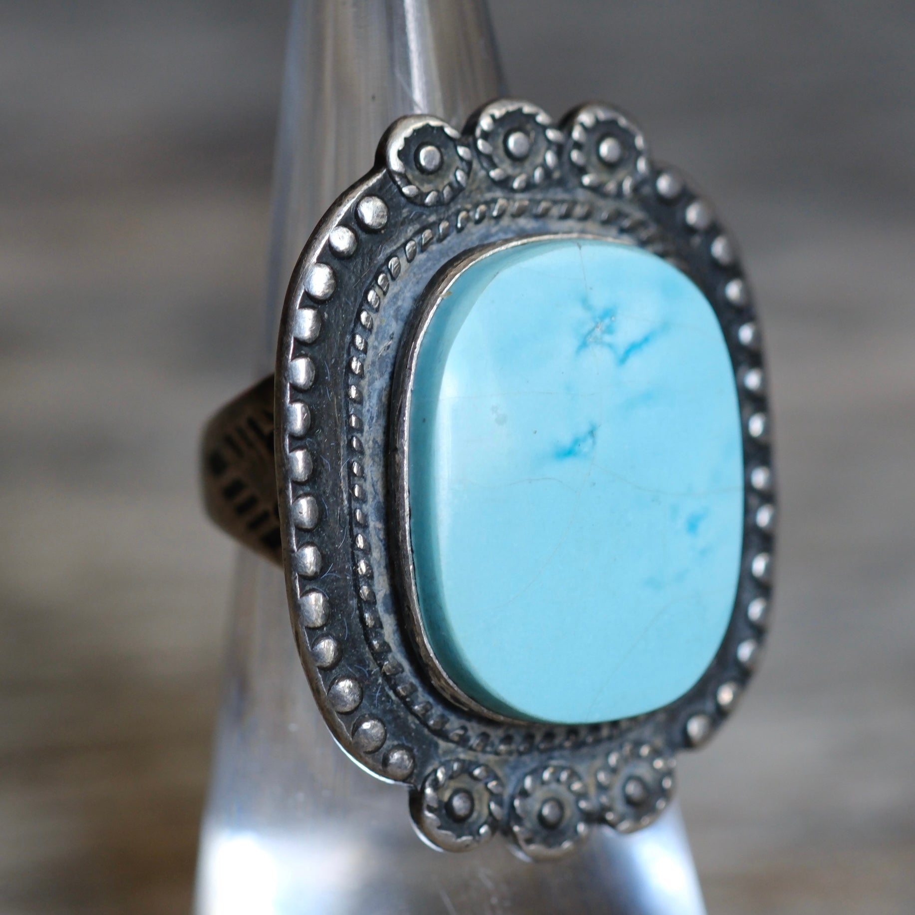 Vintage Sterling Turquoise Blossom Ring 5