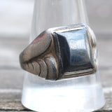 Vintage Sterling Hematite Signet Shirt 11.75