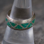 Vintage Sterling Turquoise Inlay Band 8.25
