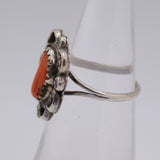 Vintage Sterling Coral Florette Ring 4.25