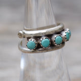 Vintage Sterling Snake Eye Turquoise Band Ring 5.75