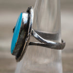 Vintage Sterling Turquoise Feather Ring 7.5