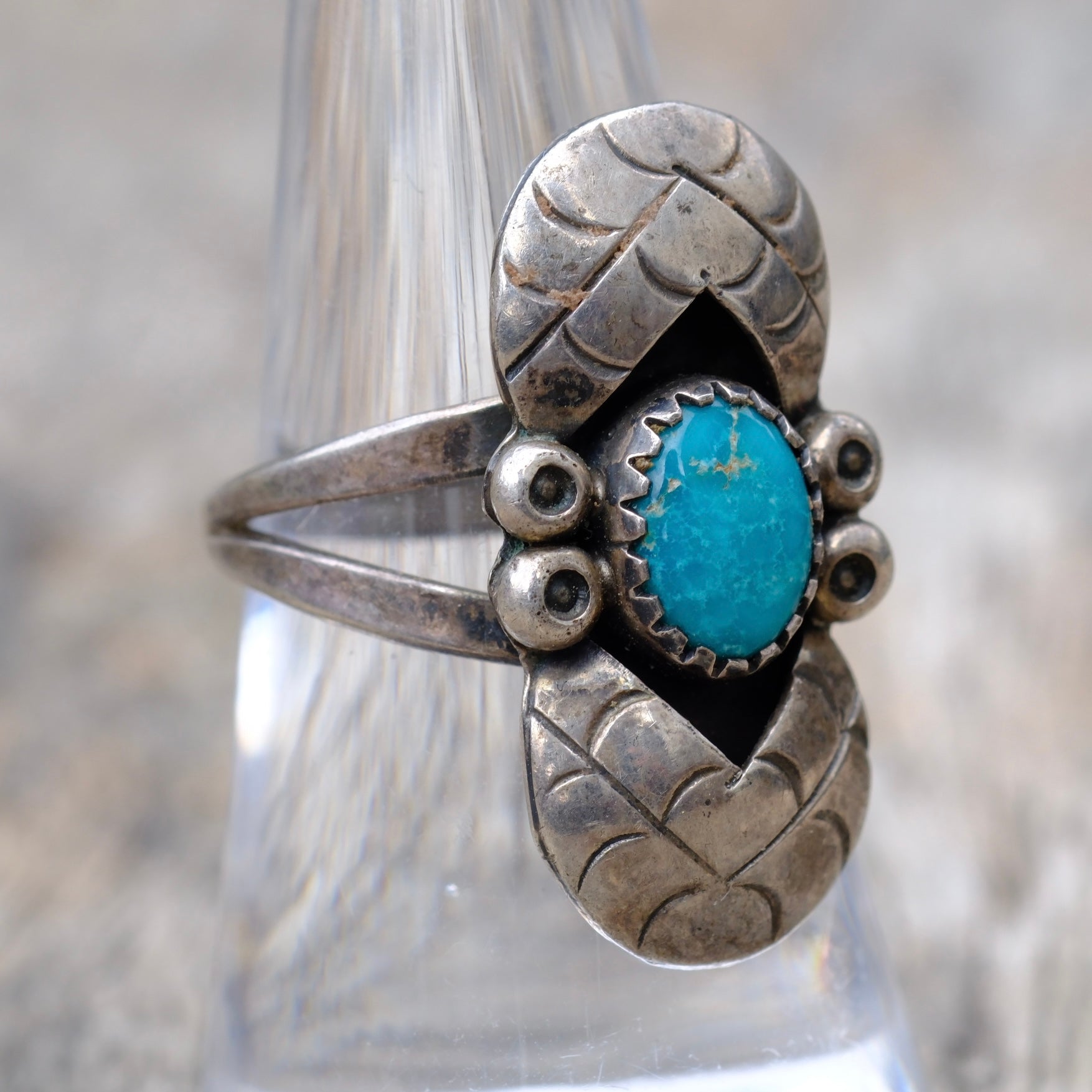 Vintage Sterling Turquoise Ring 7.5