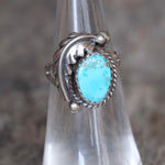 Vintage Sterling Turquoise Feather Ring 4.75