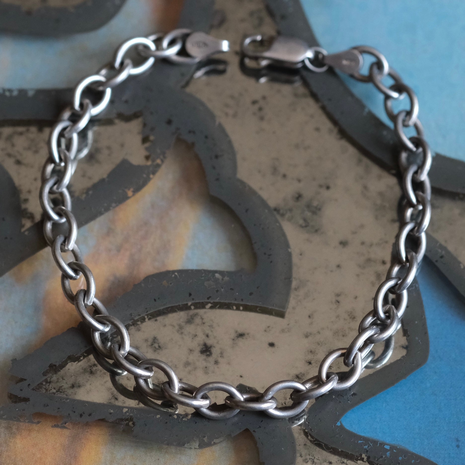 Vintage Sterling Silver Chain Bracelet 7.5"