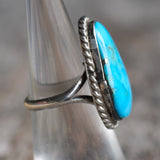Vintage Sterling Turquoise Roper Ring 5.5