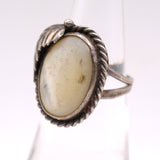 Vintage Sterling Mother Of Pearl Feather Ring 5.25