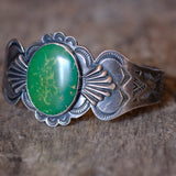 Vintage Sterling Stamped Turquoise Maisel's Trading Post Cuff Bracelet 6.75"