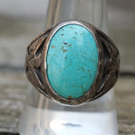 Vintage Sterling Turquoise Thunderbird Ring 10.5