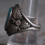 Vintage Sterling Turquoise Feather Ring 9.5