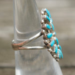 Vintage Sterling Turquoise Cluster Ring 6.25