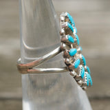 Vintage Sterling Turquoise Cluster Ring 6.25