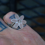 Vintage Sterling Jasper Flower Ring 5.75