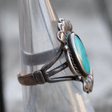 Vintage Sterling Turquoise Roper Ring 5.75