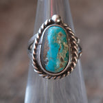 Vintage Sterling Turquoise Roper Ring 3.25