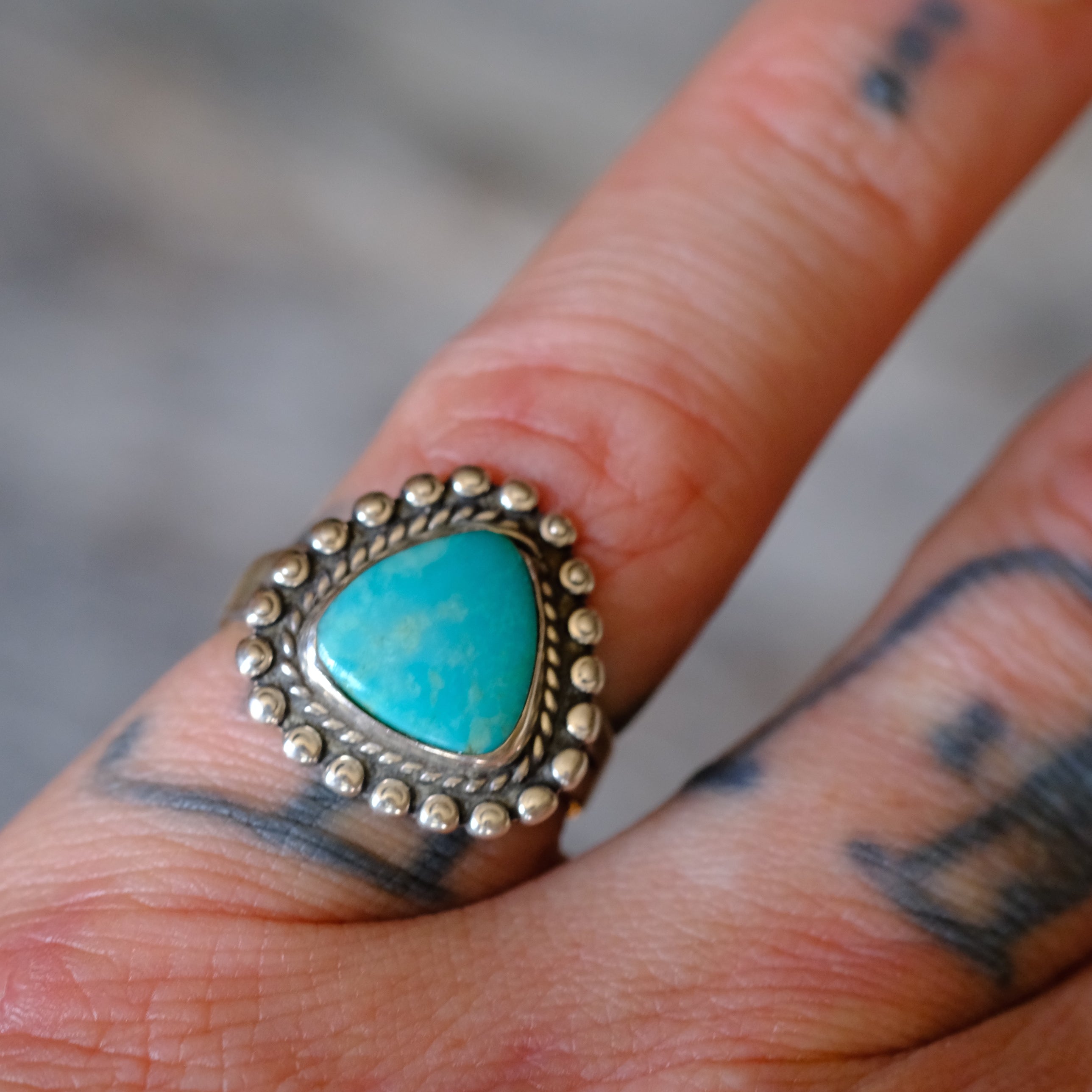 Vintage Sterling Turquoise Ring 5.25
