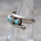 Vintage Sterling Snake Eye Turquoise Band Ring 5.75