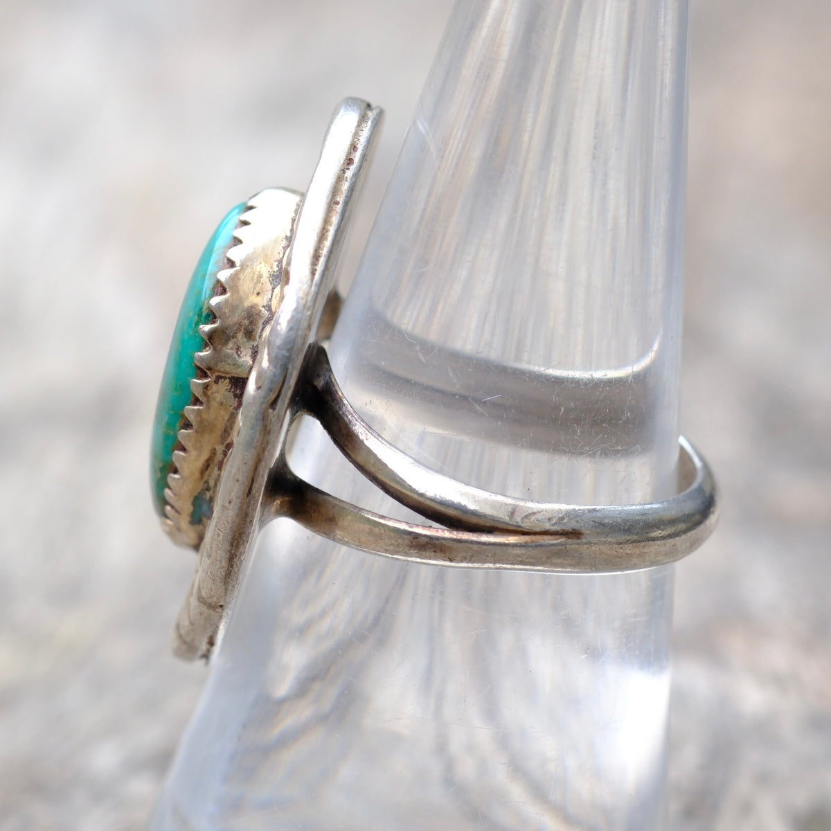 Vintage Sterling Stamped Turquoise Ring 7.25