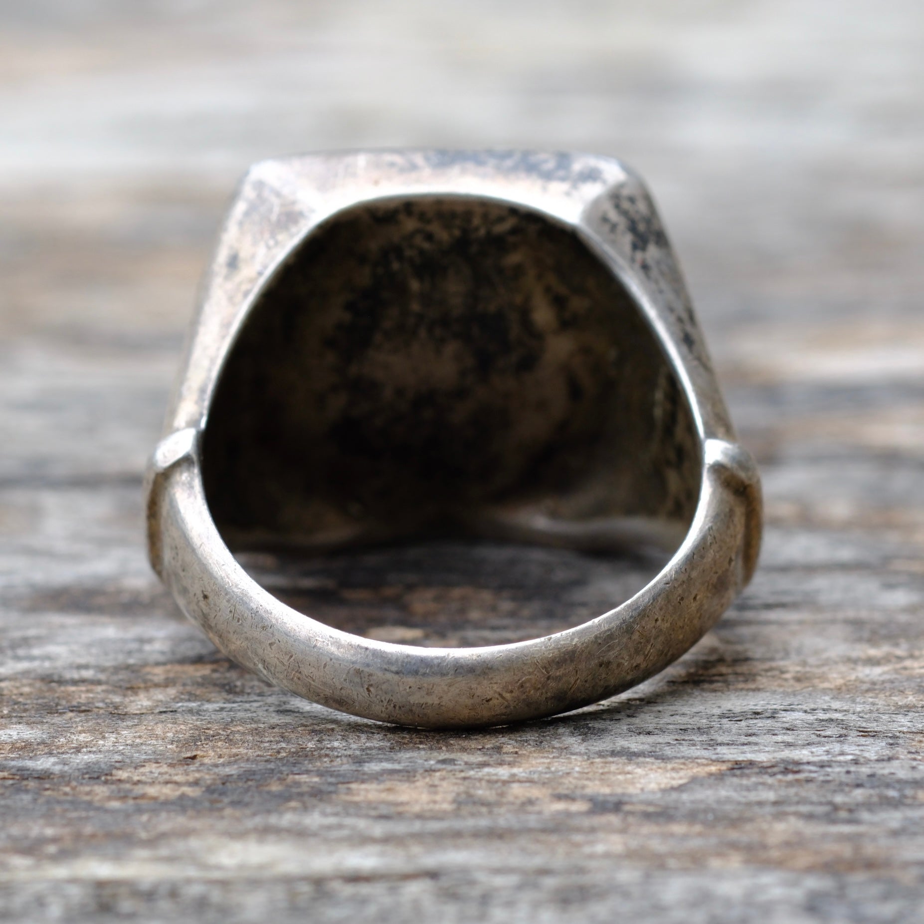 Vintage Sterling Malachiet Ribbed Band Ring 11.5