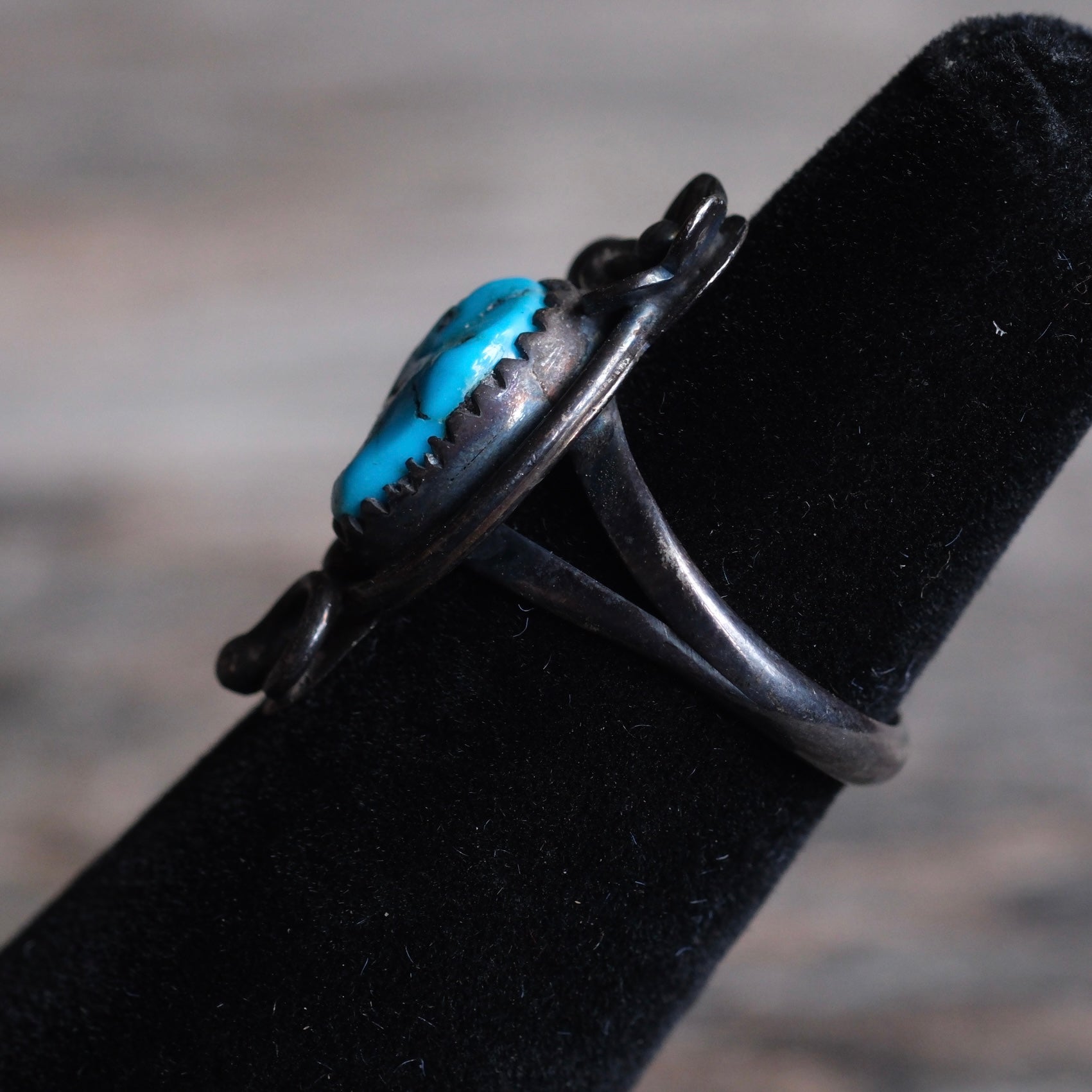 Vintage Sterling Turquoise Feather Ring 5