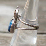 Vintage Sterling Blue Abalone Rose Ring  6.75