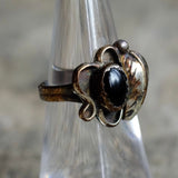Vintage Sterling Onyx Feather Ring 5