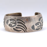 Vintage Sterling Wide Bear Paw Cuff Bracelet 6.75"