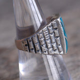 Vintage Sterling Crushed Turquoise Sunrise Ring 8.25