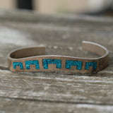Vintage Sterling Turquoise Inlay Cuff