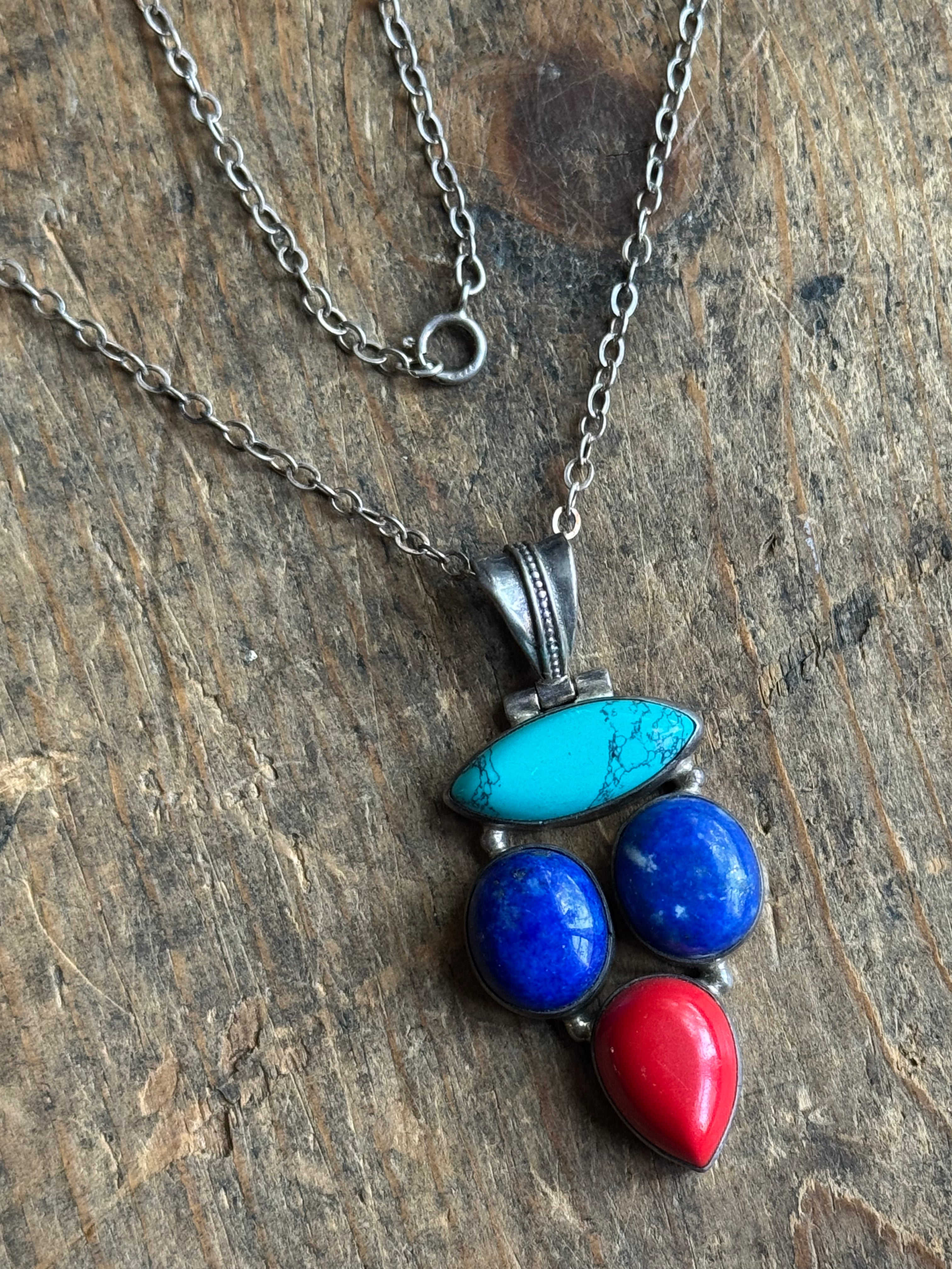 Vintage Sterling Silver Multistone Cluster Necklace