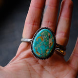 Vintage Sterling Turquoise Roper Cuff Bracelet 6"