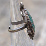 Vintage Sterling Turquoise Inlay Turtle Ring 2