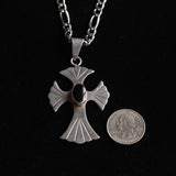 Vintage Sterling Silver Onyx Cross Necklace