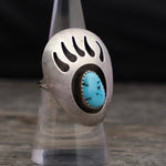 Vintage Sterling Turquoise Bear Paw Shadowbox Ring 6.75