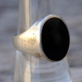 Vintage Sterling Onyx Signet Ring 8.5