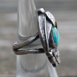 Vintage Sterling Turquoise Feather Ring 5.5