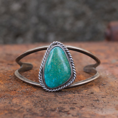 Vintage Sterling Turquoise Roper Cuff