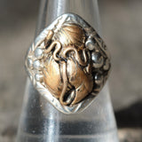 Vintage Sterling and Copper Feathers Ring 8