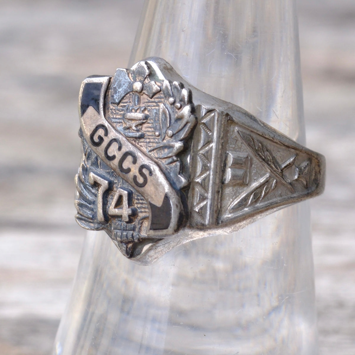 Vintage Sterling 1974 Class Signet Ring 7.5