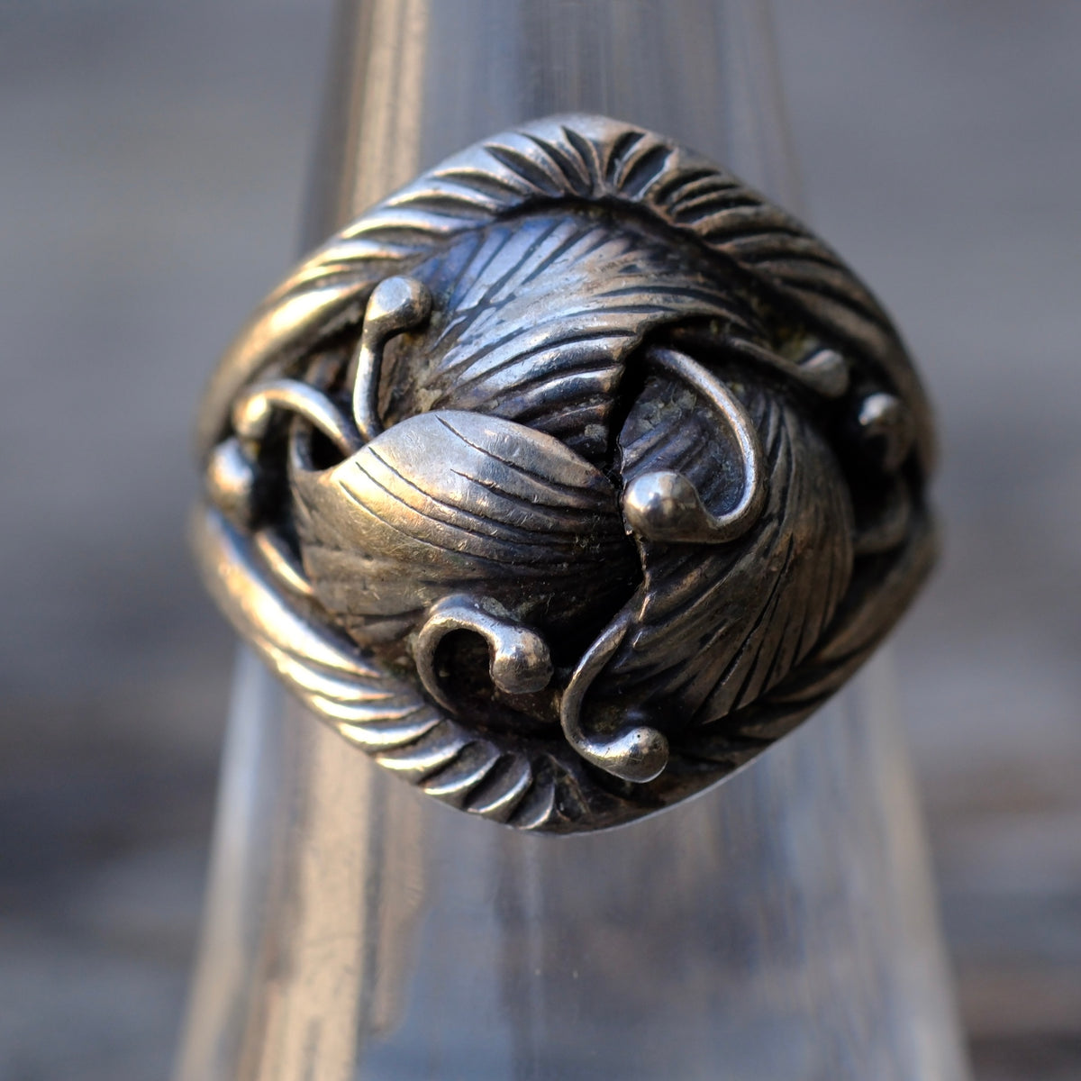 Vintage Sterling Silver Leaf Ring 7