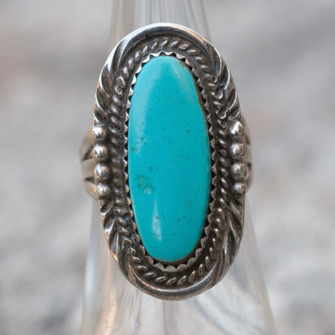 Vintage Sterling Turquoise Ring 5.25