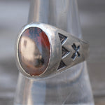 Vintage Sterling Agate Stamped Arrows Ring 9