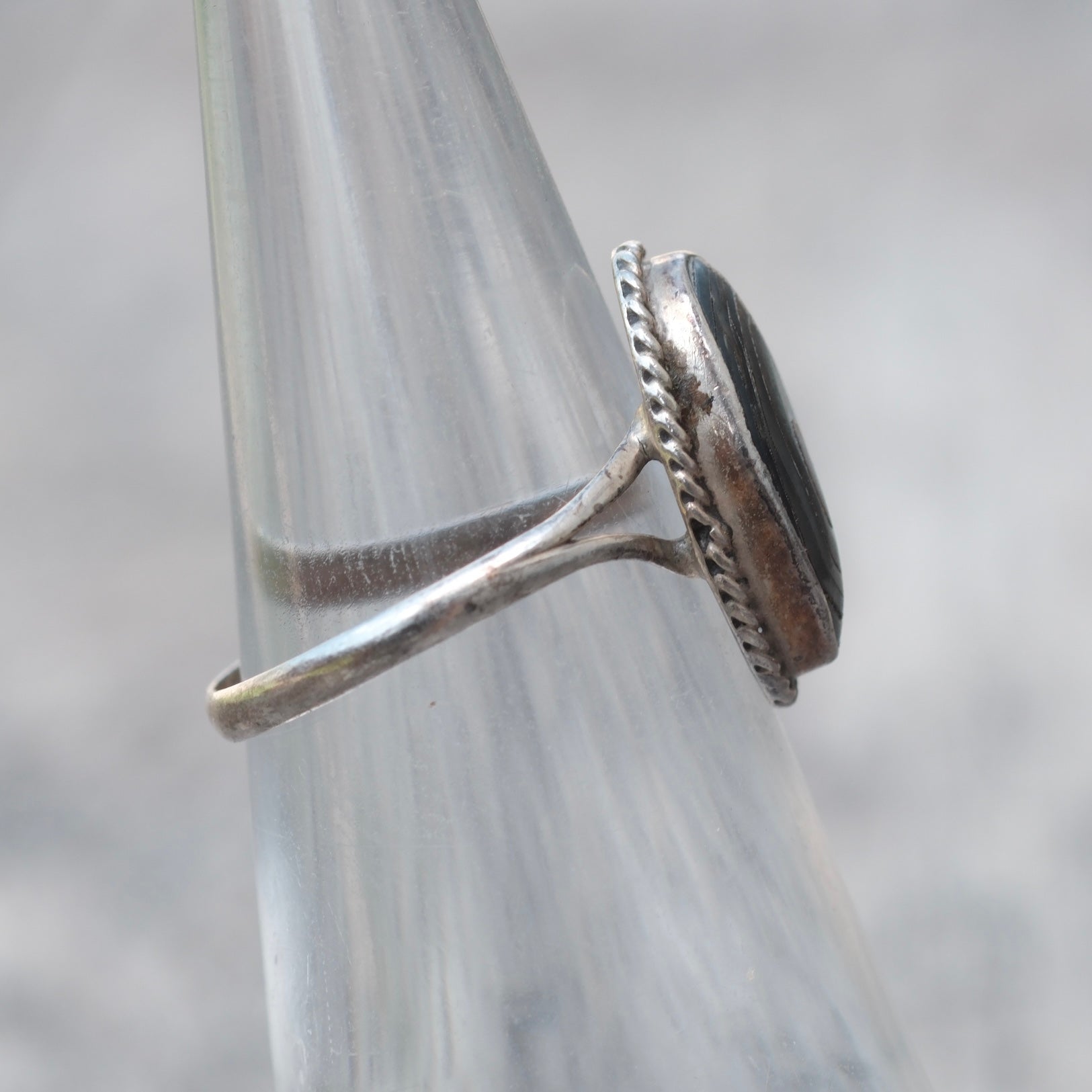 Vintage Sterling Abalone Ring 4.75