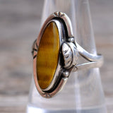 Vintage Sterling Tigers Eye Feather Ring 9